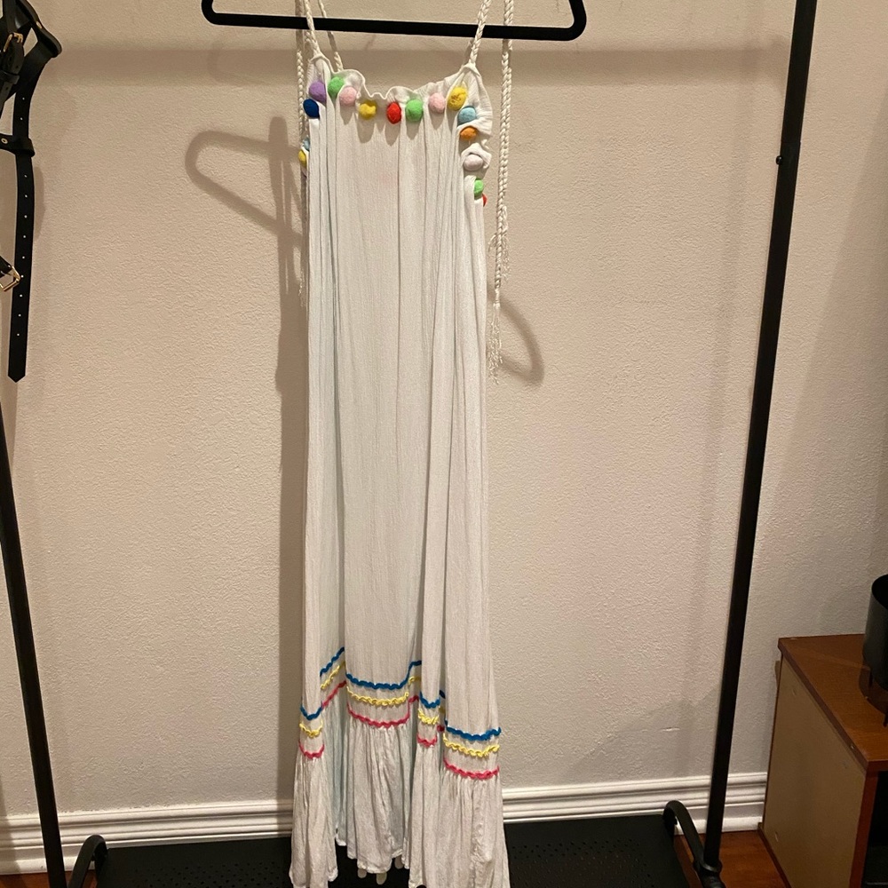 White pom pom dress